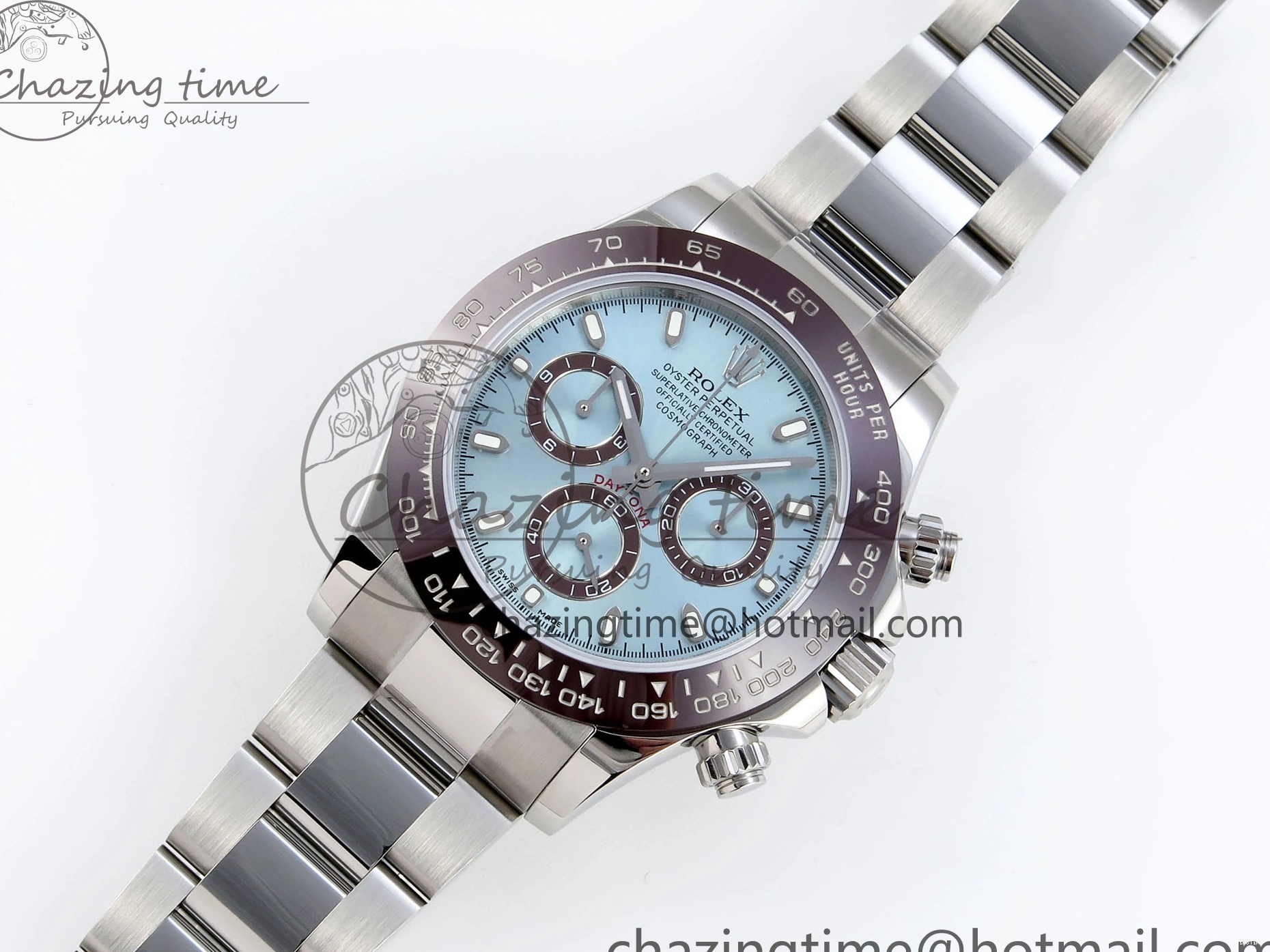 MiroTime 0307 TimelessDesign DAYTONA 116506 SS OMF BEST EDITION ICE BLUE DIAL ON SS BRACELET A7750 (SLIM MOVEMENT) 1811